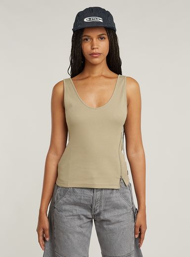 Asymmetrical Zip Slim Tank Top